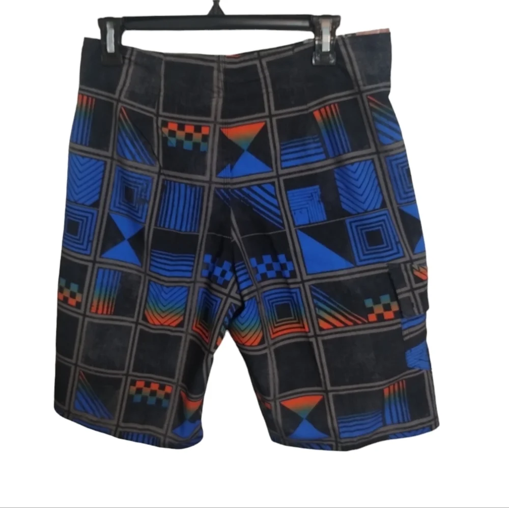 Hang Ten Mens Black /Blue Four way Stretch Swim Shorts Size 34 Supreme Stretch‎
